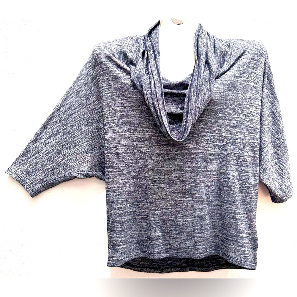 NEW Women's Olivia Moon Heathered Gray Cowl Neck 3/4 Bat Sleeve Size L